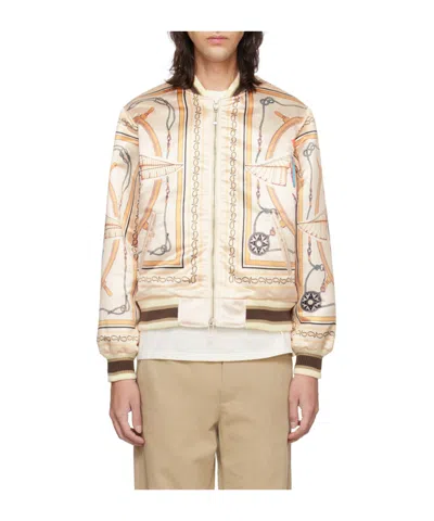 Rhude X Nautica Satin Bomber Jacket In White