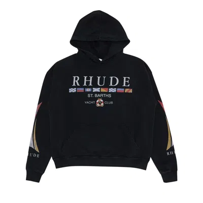 Pre-owned Rhude Yacht Club Hoodie 'vintage Black' | Blue | Men's Size Xl