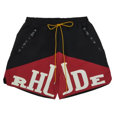 Pre-owned Rhude Yachting Short 'black/maroon'