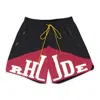 RHUDE YATCHING BLACK, MAROON SHORTS
