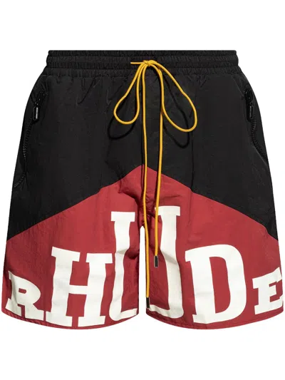 Rhude Yatching Black, Maroon Shorts