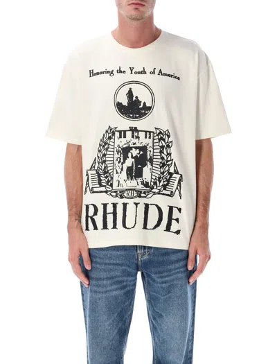 Rhude Classic Crew Neck White T-shirt With Minimalist Design
