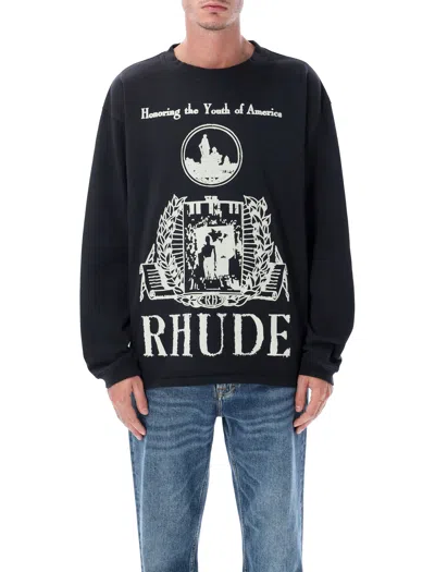 Rhude Youth Of America Oversized Long Sleeve T-shirt In Black