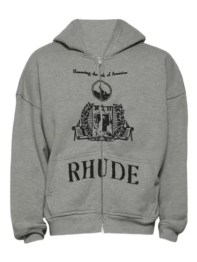 Rhude Youth Of America Zip-up Hoodie In Gray
