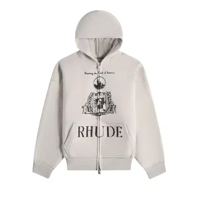 Pre-owned Rhude Youth Of America Zip Up Hoodie 'heather Grey/black' | Men's Size Xl