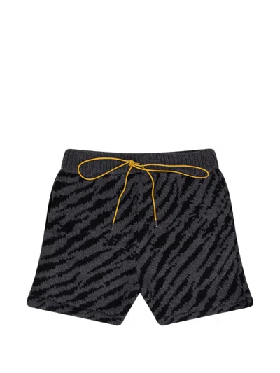 Rhude Zebra Knit Shorts In Black
