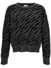 Rhude Zebra Crew Neck Sweater With Ribbed Cuffs In Grey