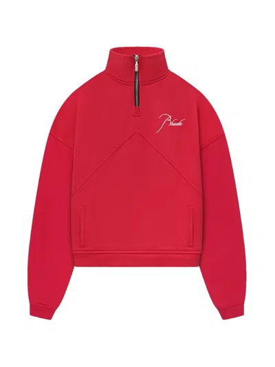 Rhude Zip-quarter Logo-detail Sweatshirt In Red