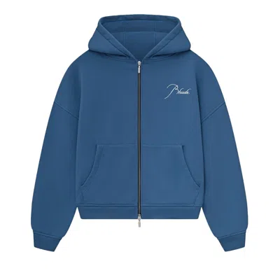 Pre-owned Rhude Zip Up Hoodie 'blue' | Black | Men's Size Xs