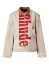 Rhude Corduroy-trimmed Logo-print Distressed Cotton-canvas Bomber Jacket