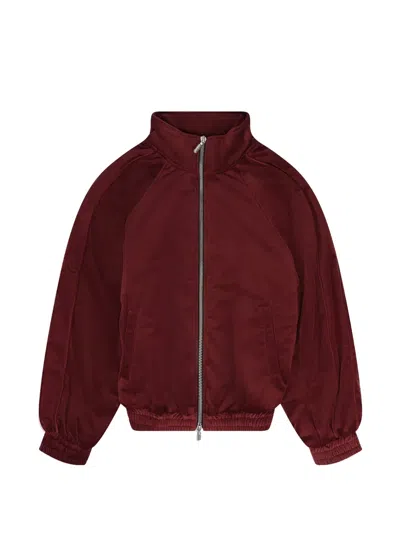 Rhude Zip-up Velvet Track Jacket In Burgundy