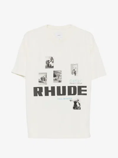 Rhude -inspired Winter Rallye Graphic Tee For Men In White