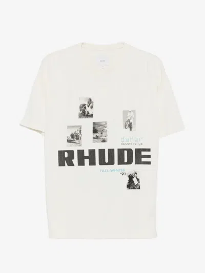 Rhude -inspired Winter Rallye Graphic Tee For Men In White