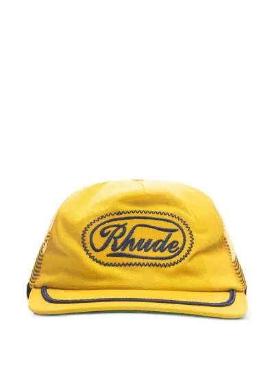 Rhude -patch Trucker Hat In Yellow