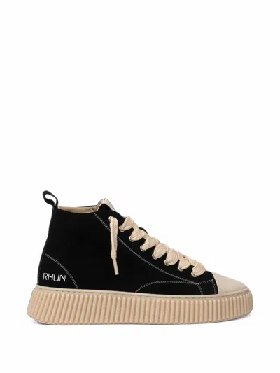 Rhun 1990 Contrast-stitch Canvas Sneakers In Black