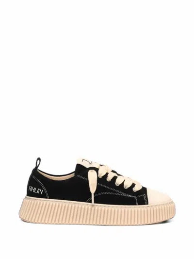 Rhun Contrast-stitch Platform Sneakers In Black