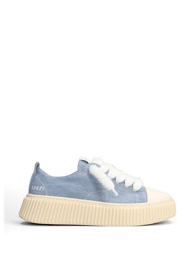 Rhun Denim-texture Platform Sneakers In Multi