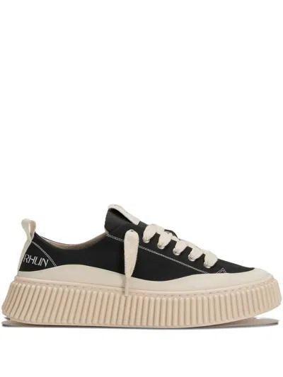 Rhun Lace-up Ridged-sole Sneakers In Black