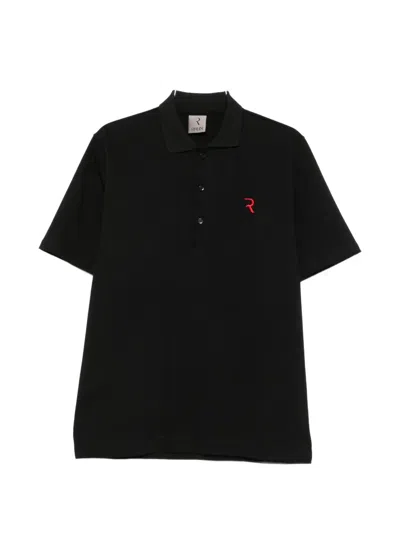 Rhun Logo-embroidered Short-sleeve Polo Shirt In Black