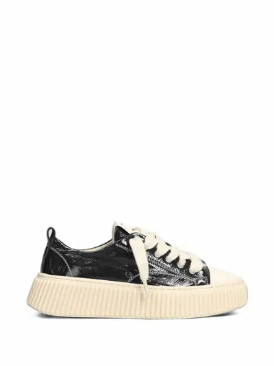 Rhun Patent-leather Flatform Sneakers In Black