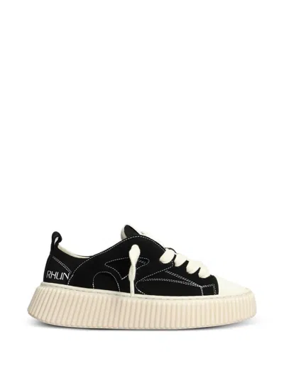 Rhun Round Toe Suede Sneakers In Black