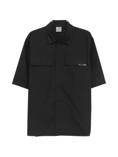Rhun Short-sleeved Flap-pocket Shirt In Black