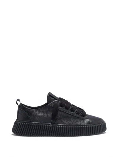 Rhun Treble 2019 Grained Leather Sneakers In Black
