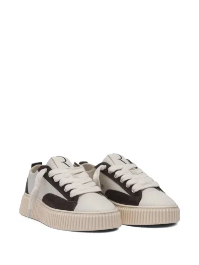 Rhun Treble 2027 Panelled Grained Calf Leather Sneakers In Neutral