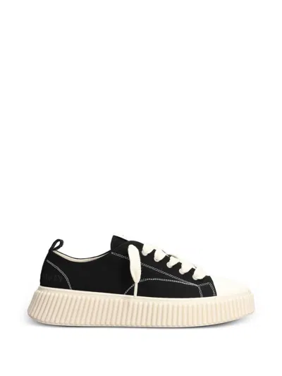 Rhun Treble Lace-up Canvas Sneakers In Black