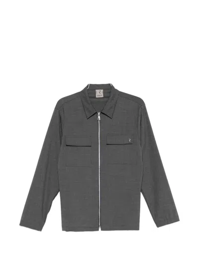 Rhun Zip-fastening Patch-pocket Shirt In Gray