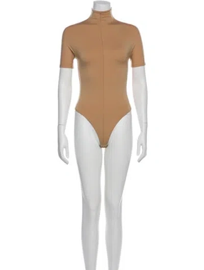 Pre-owned Rhw X Wardrobe Nyc Turtleneck Short Sleeve Bodysuit In Neutral