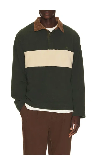Rhythm Awake Polar Fleece Polo In Forest