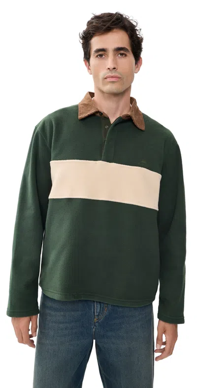 Rhythm Awake Polar Fleece Polo Forest Green