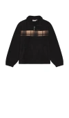 Rhythm Checkered Fleece Quarter Zip In Black