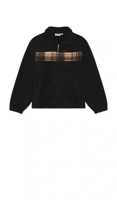 Rhythm Checkered Fleece Quarter Zip In Black