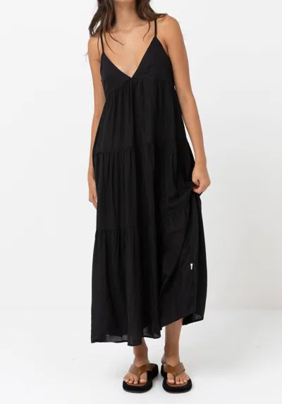 Rhythm Classic Tiered Midi Dress In Black