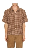 Rhythm Cross Check Crop Shirt In Brown