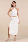 Rhythm Daisy Ivory Pointelle Knit Midi Skirt In White