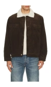 Rhythm Flannel Lined Cord Trucker Jacket In Brown