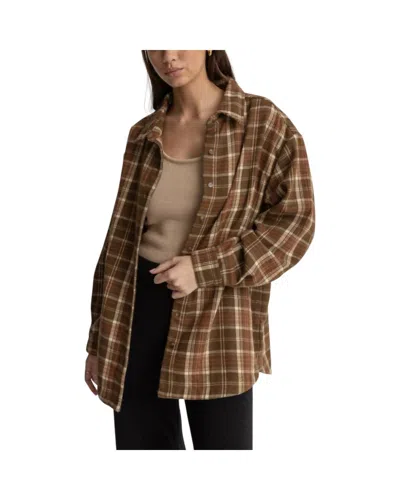 Rhythm Flannel Oversized Shirt In Chocolate In Gold