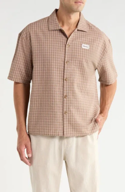 Rhythm Frequency Check Short Sleeve Cotton Seersucker Button-up Shirt In Pink