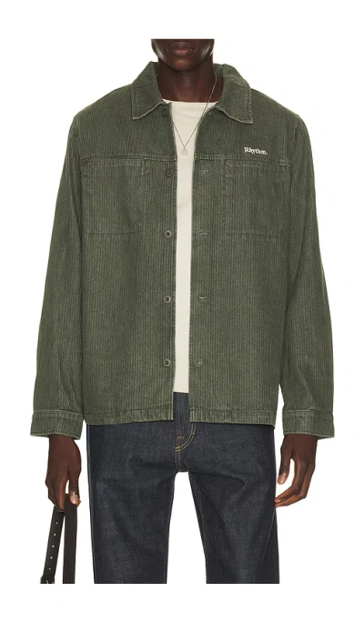 Rhythm Harlan Long Sleeve Shirt In Olive