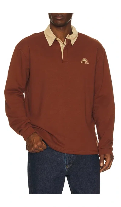 Rhythm Heritage Bloom Rugby Polo In Brown