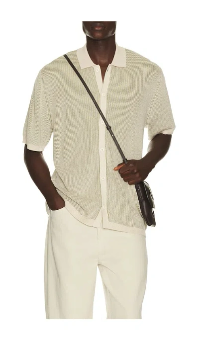 Rhythm Hi Lo Knit Button Up Shirt In Neutral