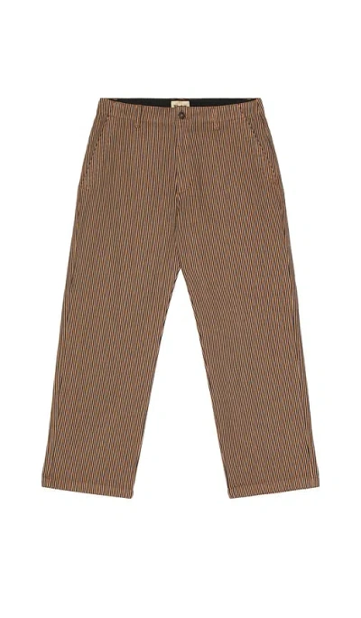 Rhythm Hickory Stripe Work Pant In Brown
