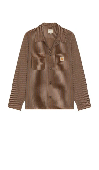 Rhythm Hickory Stripe Work Shirt In Brown