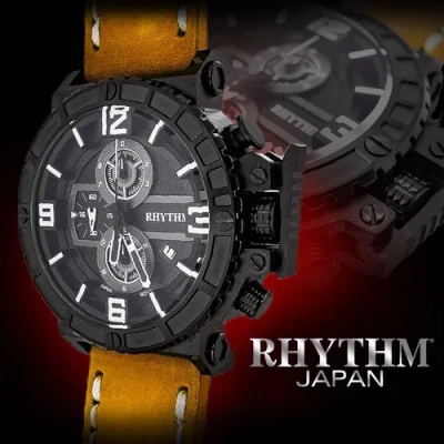 Pre-owned Rhythm I1401i01 Men's Chronograph Watch 45.5x53.5mm Stainless Steel Case 10 Atm