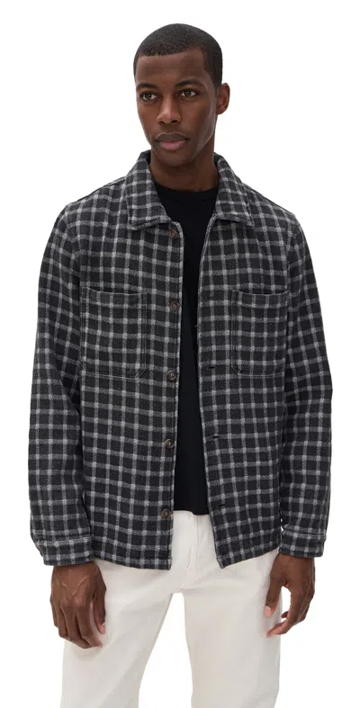 Rhythm Jacquard Check Shirt Charcoal In Gray