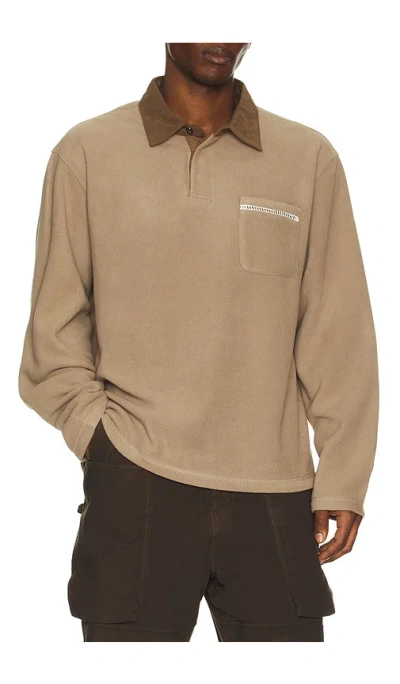 Rhythm Ladder Polar Fleece Polo In Stone
