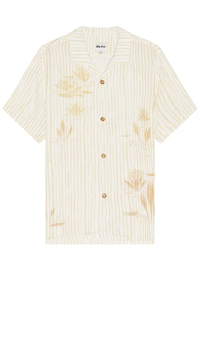 Rhythm Lil Stripe Cuban Short Sleeve Shirt In Camel